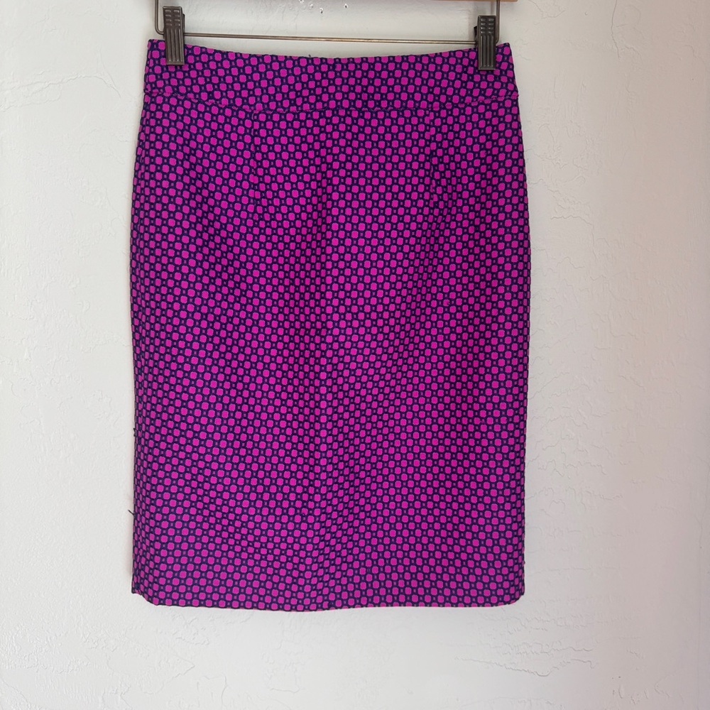 Banana Republic Skirts Womens Purple Geometric‎ Print Pencil Skirts Size 00P